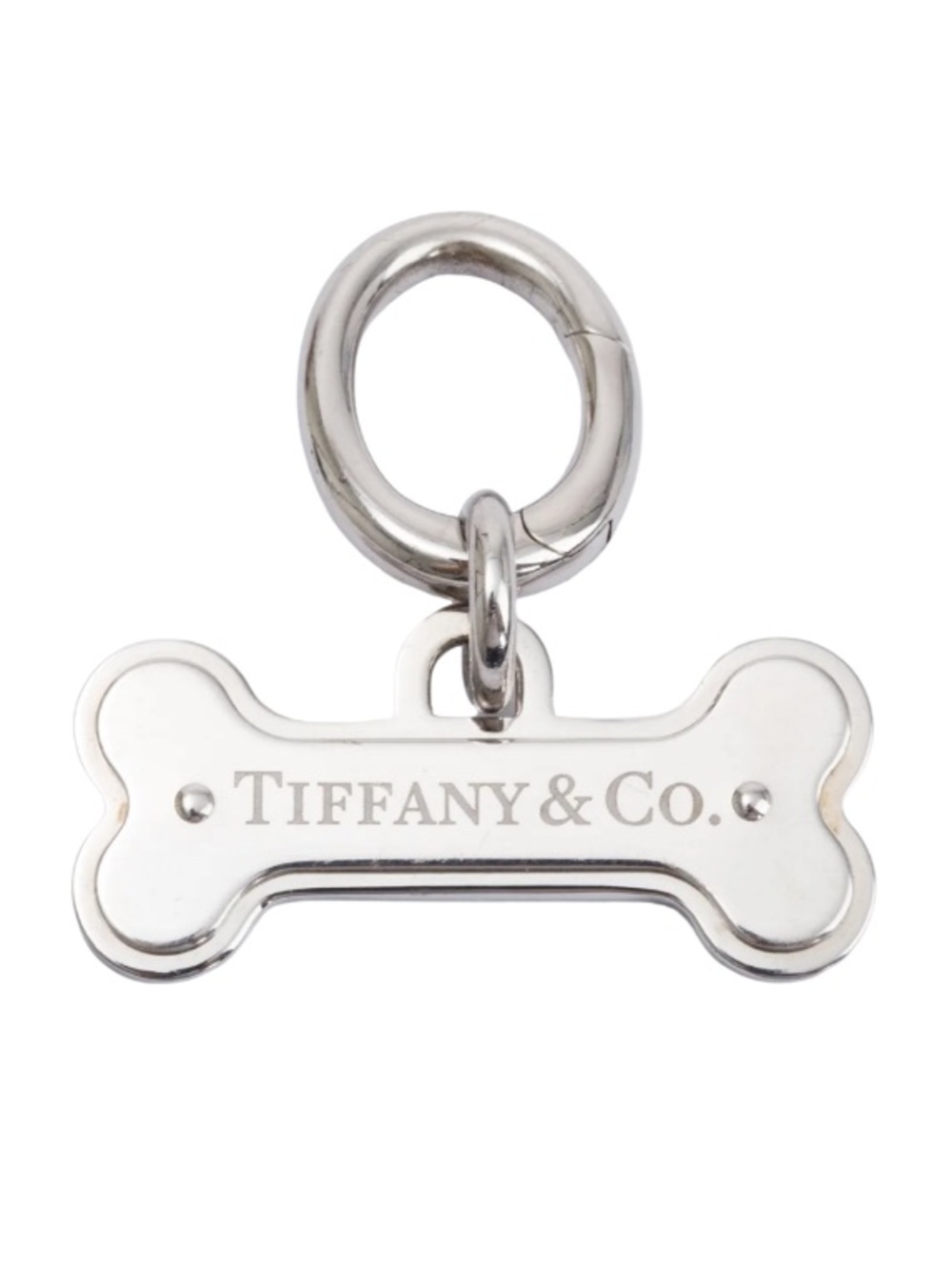 TIFFANY & CO. Stainless Steel Dog Bone Pet Collar Purse Charm Key Ring Chain